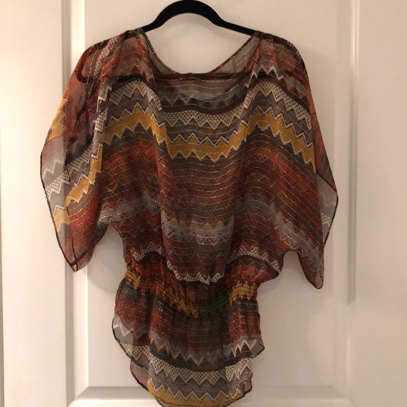 Parker Rust Zigzag Silk Top - Picture 5 of 7